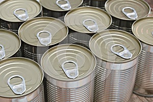 Tin food can on wood board