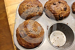 Tin of homemade bran muffins