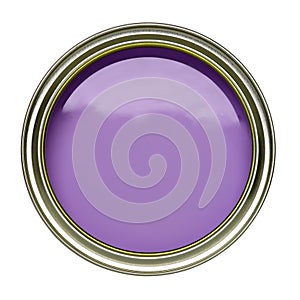 TIN OF LILAC PURPLE PAINT ON WHITE BACKGROUND