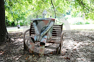 Tin Man woodsman in a forest.