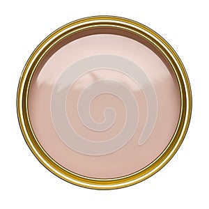 TIN OF PINK PAINT ON WHITE BACKGROUND