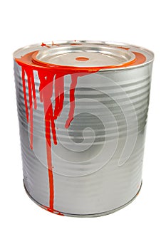 Tin of a red paint