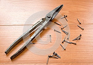 Tin snips and nails