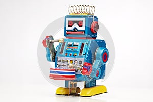 Tin toy robot drummer