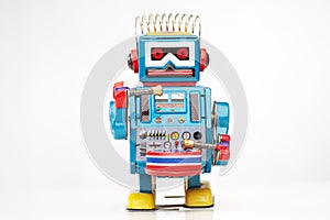 Tin toy robot drummer