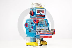 Tin toy robot drummer