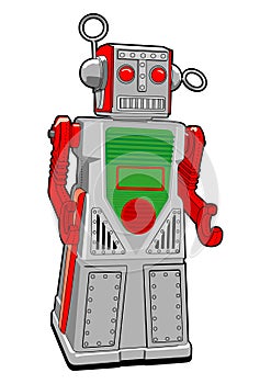 Tin Toy Robot in Vector