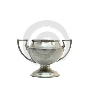 Tin vase vessel with two handles in greek style isolated on a white background