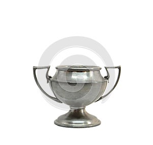 Tin vase vessel with two handles in greek style isolated on a white background