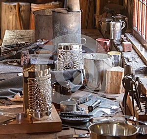 Tin work process in Old Sturbridge Village