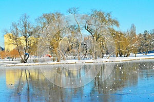 Tineretului Park, Bucharest, Romania, winter time