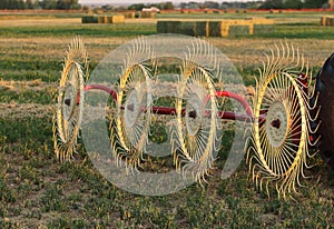 The tines on a modern hay rake.