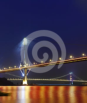 Ting Kau Bridge and Tsing ma Bridge at evening