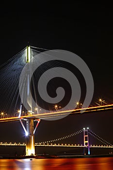 Ting Kau Bridge and Tsing ma Bridge at evening