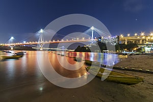 Ting Kau Bridge and Tsing Ma Bridge in Hong Kong at night