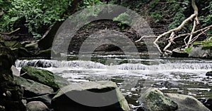 Tinkers Creek in Ohio, running water through boulders