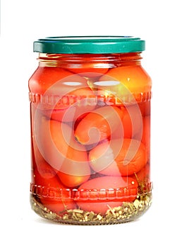 Tinned tomatoes on a white background