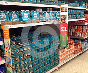 Tins of Beans in a superstore.
