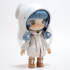 Aria: Japanese Girl Doll With Blue Hair And White Coat photo