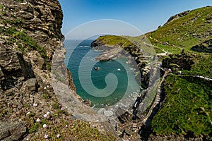 Tintagel Castle Ruin in South Cornwall, United Kingdom, Great Britain