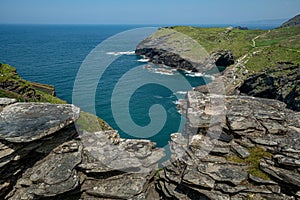 Tintagel Castle Ruin in South Cornwall, United Kingdom, Great Britain