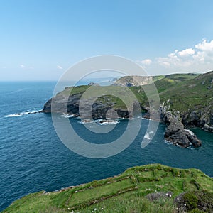 Tintagel Castle Ruin in South Cornwall, United Kingdom, Great Britain
