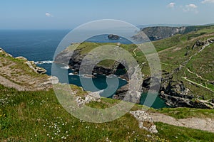 Tintagel Castle Ruin in South Cornwall, United Kingdom, Great Britain