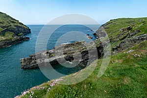 Tintagel Castle Ruin in South Cornwall, United Kingdom, Great Britain