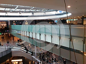 Tinted-Glass Bridge with Passengers, Zurich-Airport ZRH