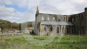 Tintern Abbey Monmouthshire near Chepstow Wales UK ruins popular tourist destination pan