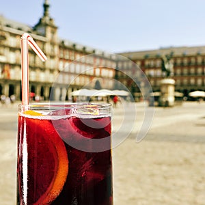 Tinto de verano in Plaza Mayor in Madrid, Spain photo