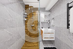 Tiny bathroom design in minimalist style