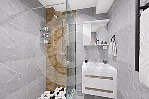 Tiny bathroom design in minimalist style