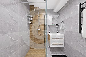 Tiny bathroom design in minimalist style