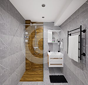 Tiny bathroom design in minimalist style