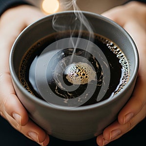Tiny bubbles are visible on the surface of the coffee suggesting freshness