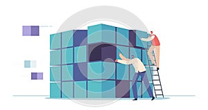 Tiny Characters At Big Data Storage. Computation Of Datacenter, Information Processing, Database. Internet Routing