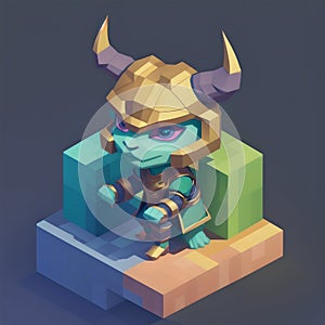 Tiny cute figure of scandinavian god Loki, 3D concept suitable as game development graphic resource, AI Generated