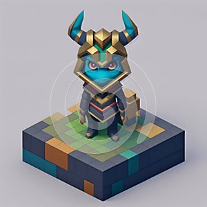 Tiny cute figure of scandinavian god Loki, 3D concept suitable as game development graphic resource, AI Generated