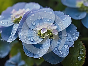 Tiny droplets of dew cling delicately to the edges of the petals.