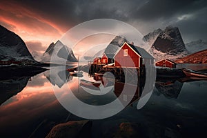 Tiny fishing village of the Lofoten Islands in Norway