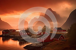 Tiny fishing village of the Lofoten Islands in Norway