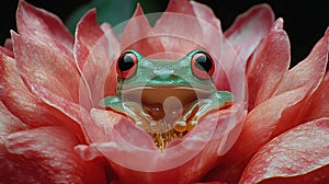 Tiny frog in a flower