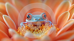Tiny frog on a flower