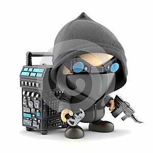 Tiny Hacker Bank Rubbery Character . Generative AI