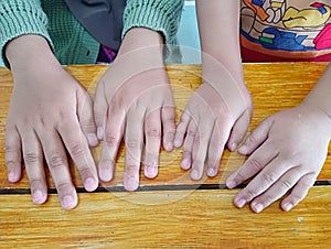 Tiny hands of a small child