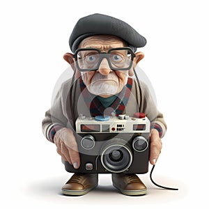 Tiny Happy Old Man Youtuber. Generative AI