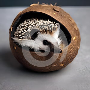 A tiny hedgehog curled up in a ball, with its eyes closed5