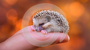 Tiny hedgehog resting on a finger (1
