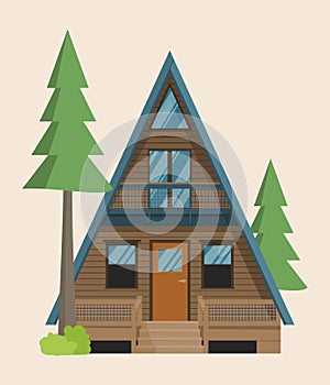 Tiny house with brown color in forest